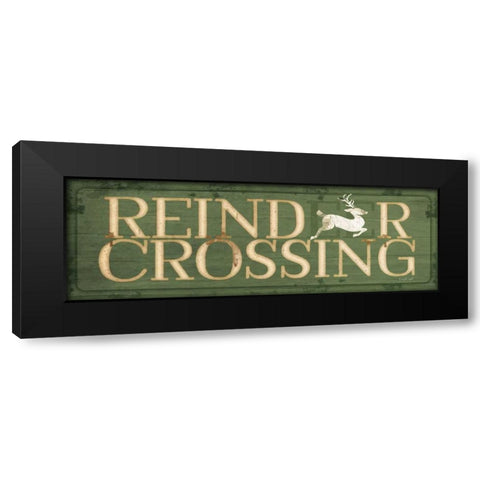 Reindeer Crossing Christmas Black Modern Wood Framed Art Print by Pugh, Jennifer