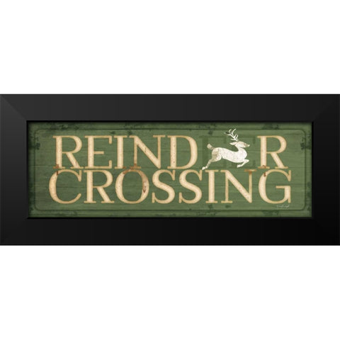 Reindeer Crossing Christmas Black Modern Wood Framed Art Print by Pugh, Jennifer