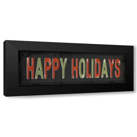 Happy Holidays Christmas Black Modern Wood Framed Art Print with Double Matting by Pugh, Jennifer