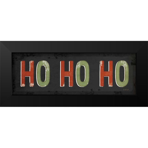 Ho Ho Ho Christmas Black Modern Wood Framed Art Print by Pugh, Jennifer