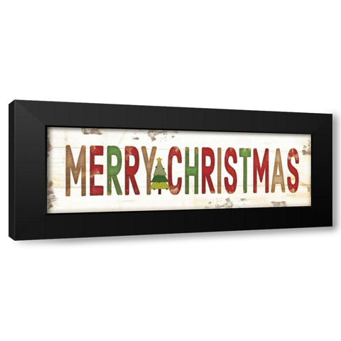 Merry Christmas Black Modern Wood Framed Art Print by Pugh, Jennifer