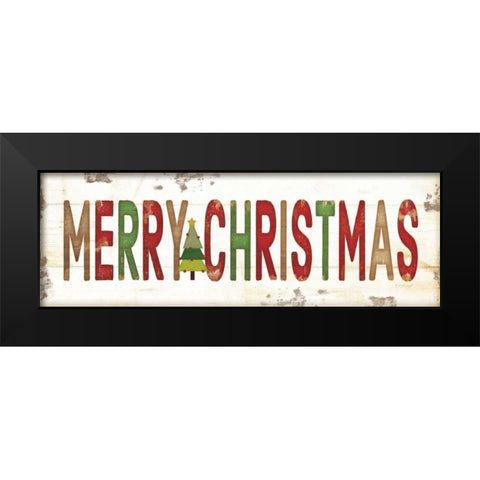 Merry Christmas Black Modern Wood Framed Art Print by Pugh, Jennifer