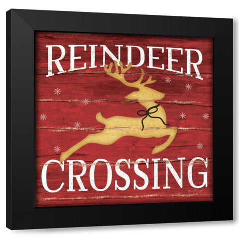 Reindeer Crossing Black Modern Wood Framed Art Print with Double Matting by Pugh, Jennifer