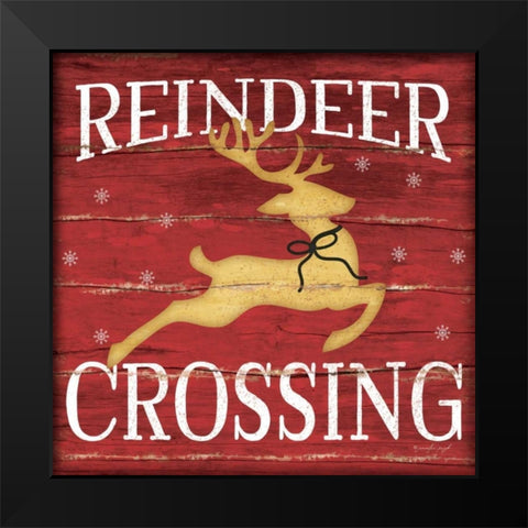 Reindeer Crossing Black Modern Wood Framed Art Print by Pugh, Jennifer