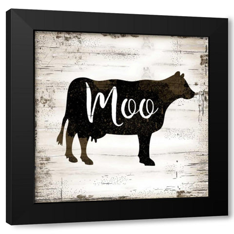 Farmhouse Cow Black Modern Wood Framed Art Print with Double Matting by Pugh, Jennifer