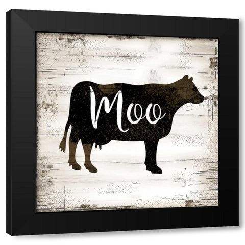 Farmhouse Cow Black Modern Wood Framed Art Print by Pugh, Jennifer