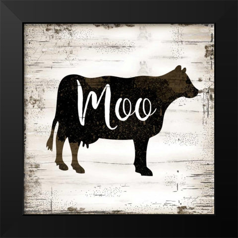 Farmhouse Cow Black Modern Wood Framed Art Print by Pugh, Jennifer