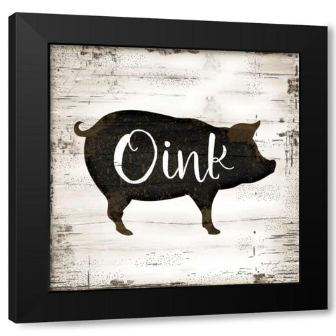 Farmhouse Pig Black Modern Wood Framed Art Print with Double Matting by Pugh, Jennifer
