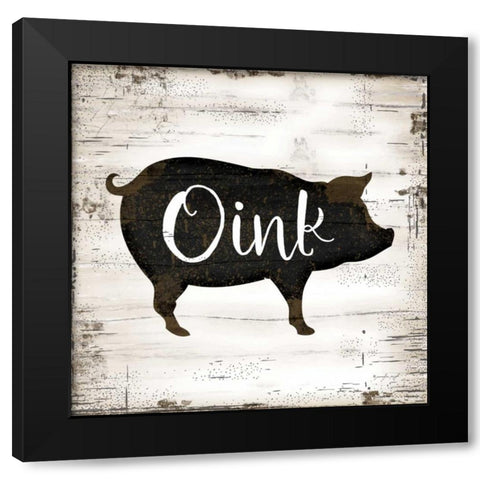 Farmhouse Pig Black Modern Wood Framed Art Print by Pugh, Jennifer