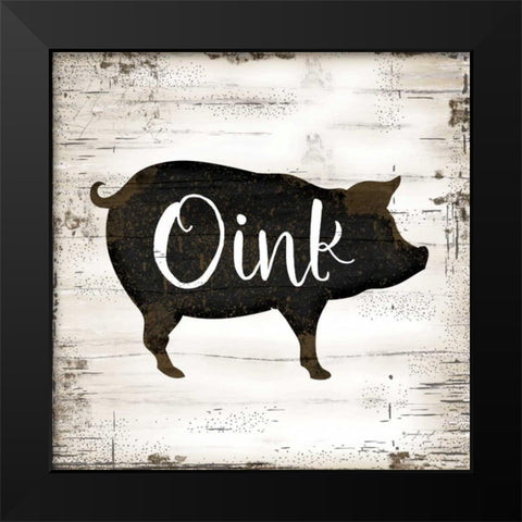 Farmhouse Pig Black Modern Wood Framed Art Print by Pugh, Jennifer