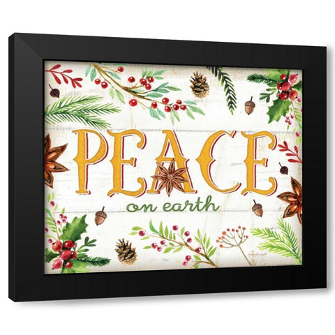 Peace Black Modern Wood Framed Art Print with Double Matting by Pugh, Jennifer