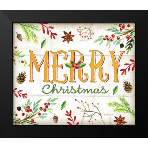 Merry Christmas Black Modern Wood Framed Art Print by Pugh, Jennifer