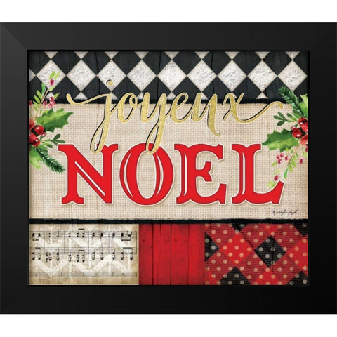Joyeux Noel Black Modern Wood Framed Art Print by Pugh, Jennifer