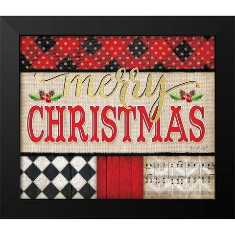 Merry Christmas Black Modern Wood Framed Art Print by Pugh, Jennifer