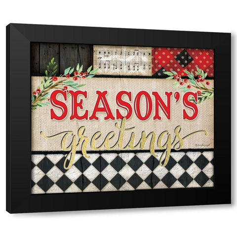 Seasons greetings Black Modern Wood Framed Art Print with Double Matting by Pugh, Jennifer