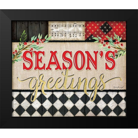 Seasons greetings Black Modern Wood Framed Art Print by Pugh, Jennifer