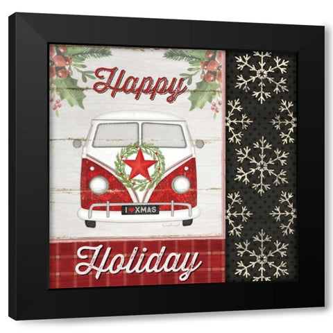 Happy Holiday Black Modern Wood Framed Art Print with Double Matting by Pugh, Jennifer