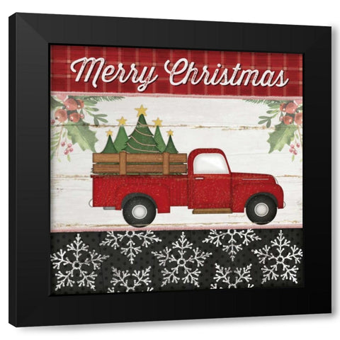 Merry Christmas Truck Black Modern Wood Framed Art Print by Pugh, Jennifer