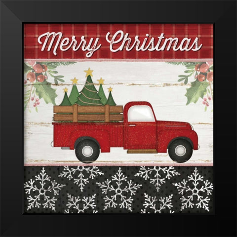 Merry Christmas Truck Black Modern Wood Framed Art Print by Pugh, Jennifer