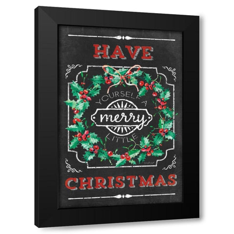 Merry Little Christmas Black Modern Wood Framed Art Print with Double Matting by Pugh, Jennifer