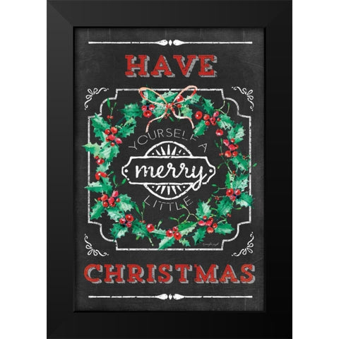 Merry Little Christmas Black Modern Wood Framed Art Print by Pugh, Jennifer