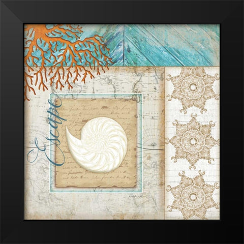 Coastal Nautilus Shell Black Modern Wood Framed Art Print by Pugh, Jennifer