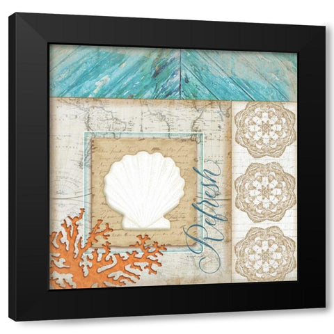 Coastal Scallop Black Modern Wood Framed Art Print by Pugh, Jennifer