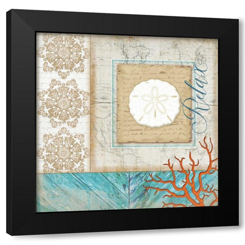 Coastal Sand Dollar Black Modern Wood Framed Art Print with Double Matting by Pugh, Jennifer