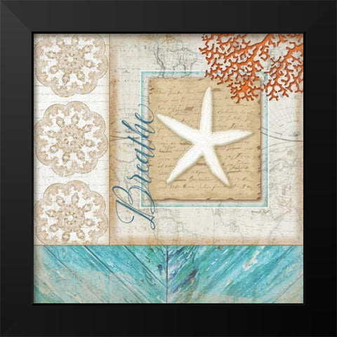 Coastal Starfish Black Modern Wood Framed Art Print by Pugh, Jennifer