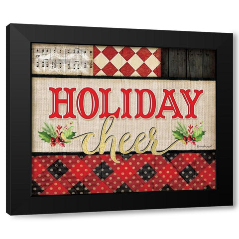 Holiday Cheer Plaid Black Modern Wood Framed Art Print with Double Matting by Pugh, Jennifer