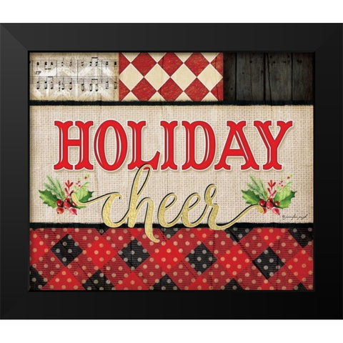 Holiday Cheer Plaid Black Modern Wood Framed Art Print by Pugh, Jennifer
