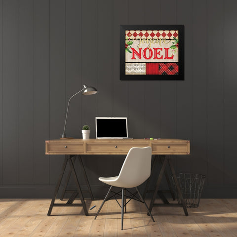 Joyeux Noel Plaid Black Modern Wood Framed Art Print by Pugh, Jennifer