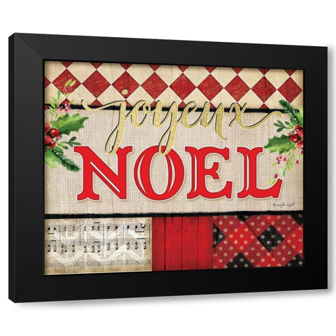 Joyeux Noel Plaid Black Modern Wood Framed Art Print with Double Matting by Pugh, Jennifer