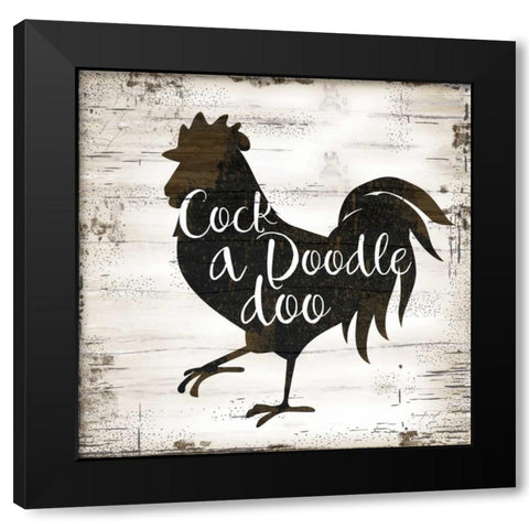 Farmhouse Rooster Black Modern Wood Framed Art Print with Double Matting by Pugh, Jennifer