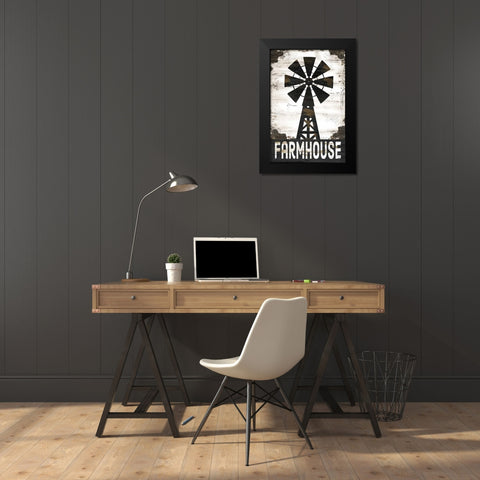 Farmhouse Windmill Black Modern Wood Framed Art Print by Pugh, Jennifer