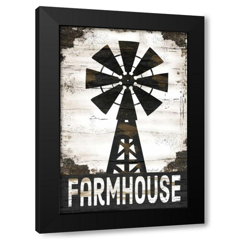 Farmhouse Windmill Black Modern Wood Framed Art Print with Double Matting by Pugh, Jennifer