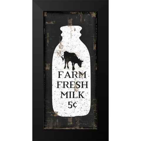 Farmhouse Milk Bottle Black Modern Wood Framed Art Print by Pugh, Jennifer