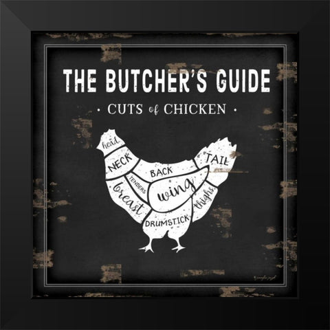 Butchers Guide Chicken Black Modern Wood Framed Art Print by Pugh, Jennifer
