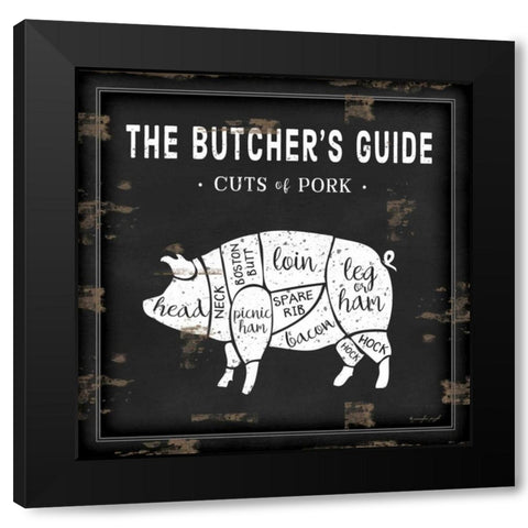 Butchers Guide Pig Black Modern Wood Framed Art Print by Pugh, Jennifer