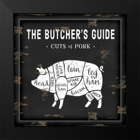 Butchers Guide Pig Black Modern Wood Framed Art Print by Pugh, Jennifer