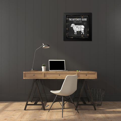 Butchers Guide Lamb Black Modern Wood Framed Art Print by Pugh, Jennifer