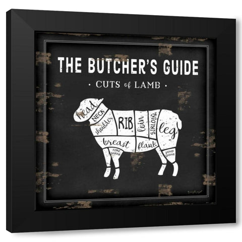 Butchers Guide Lamb Black Modern Wood Framed Art Print with Double Matting by Pugh, Jennifer