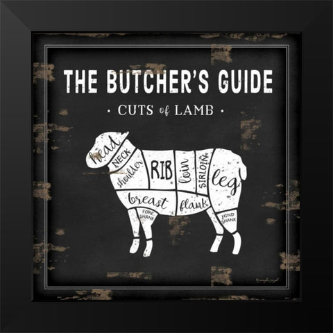 Butchers Guide Lamb Black Modern Wood Framed Art Print by Pugh, Jennifer
