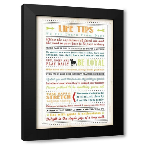 Life Tips - Dog Black Modern Wood Framed Art Print with Double Matting by Pugh, Jennifer