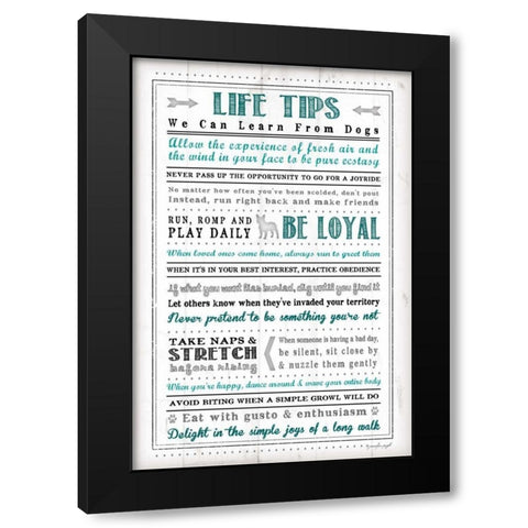 Life Tips - Dog Black Modern Wood Framed Art Print by Pugh, Jennifer