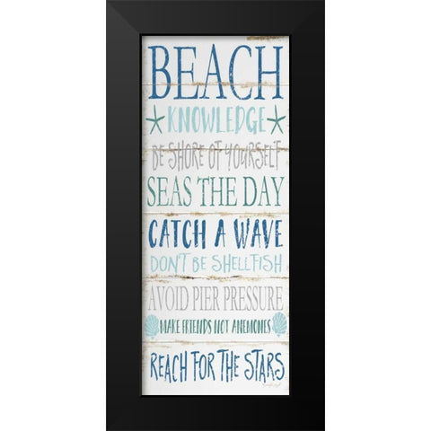 Beach Knowledge Black Modern Wood Framed Art Print by Pugh, Jennifer