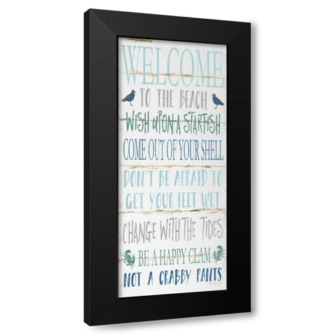 Welcome to the Beach Black Modern Wood Framed Art Print with Double Matting by Pugh, Jennifer