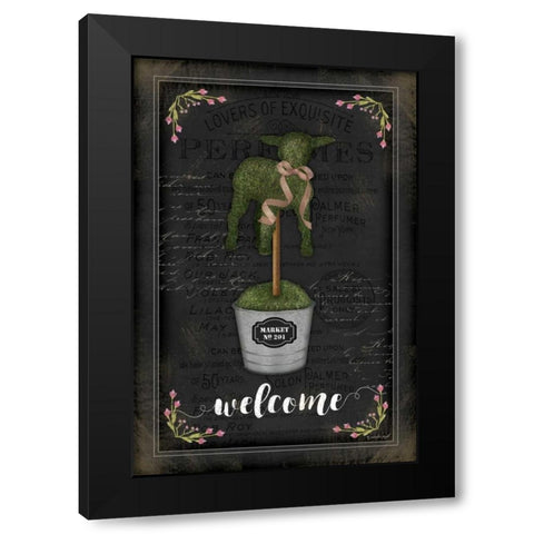 Topiary Lamb Black Modern Wood Framed Art Print with Double Matting by Pugh, Jennifer