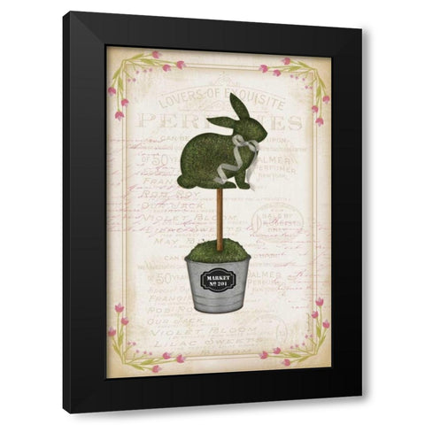 Topiary Bunny Black Modern Wood Framed Art Print with Double Matting by Pugh, Jennifer