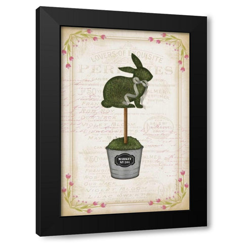 Topiary Bunny Black Modern Wood Framed Art Print by Pugh, Jennifer